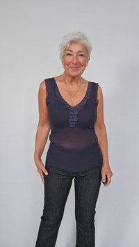 Seamless Basic Tank top Midnight / S/M Seamless Basic- Tank top m/blonde V-hals kunstkolonialen