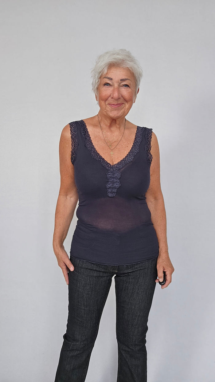Seamless Basic Tank top Midnight / S/M Seamless Basic- Tank top m/blonde V-hals kunstkolonialen