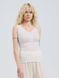Seamless Basic Tank top Off white / S/M Seamless Basic- Tank top m/blonde V-hals kunstkolonialen