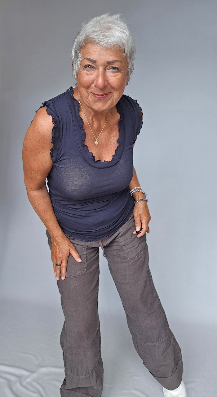 Seamless Basic Tank top S/M / Navy Seamless Basic- Flounce Cotton Tank Top kunstkolonialen