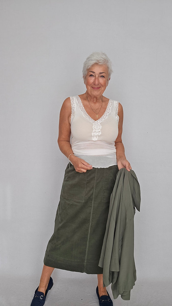 Seamless Basic Tank top Seamless Basic- Tank top m/blonde V-hals kunstkolonialen