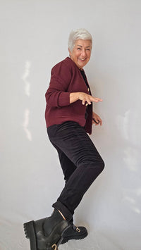 Skovhuus Cardigan Burgunder / S Skovhuus- 3500 Ebba Cardigan med gull/sølvknapper kunstkolonialen