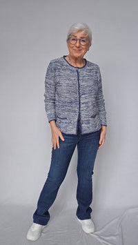 Skovhuus Cardigan S / Blue Skovhuus- 4102 Melert cardigan m/fine detaljer kunstkolonialen