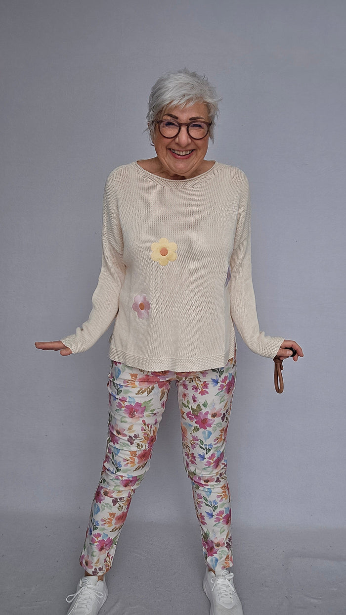 Skovhuus Genser M / Bark beige Skovhuus- 4130 Genser m/blomster kunstkolonialen