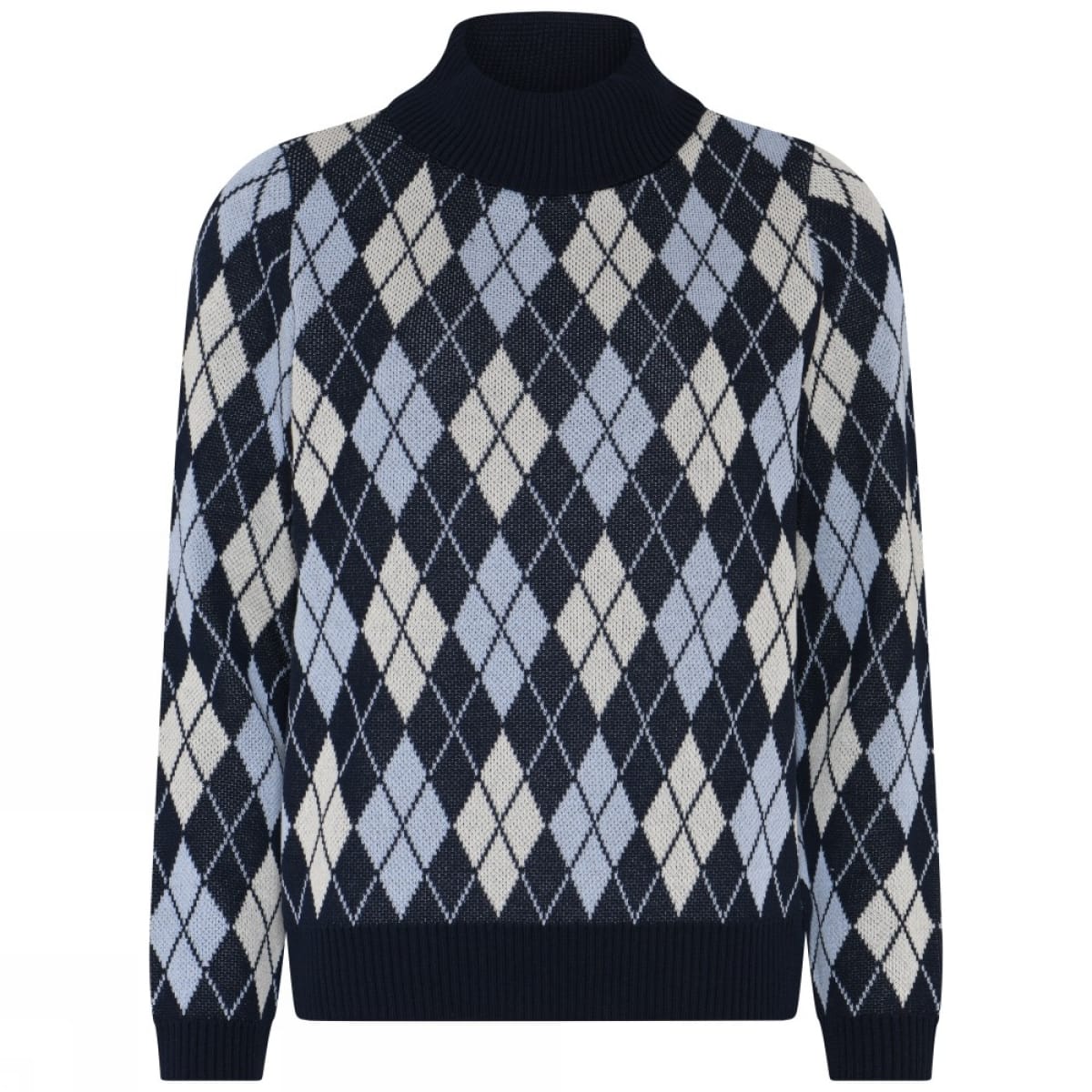 Skovhuus Genser Marine blå / S Skovhuus- 4435 Genser m/rutemønster og turtleneck kunstkolonialen
