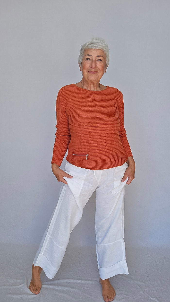 Skovhuus Genser S / Copper Red Skovhuus- 5353 Irene bomullsgenser med glidelåspynt kunstkolonialen