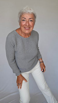 Skovhuus Genser S / Grey melange Skovhuus- NYHET! Irene bomullsgenser med glidelåspynt kunstkolonialen
