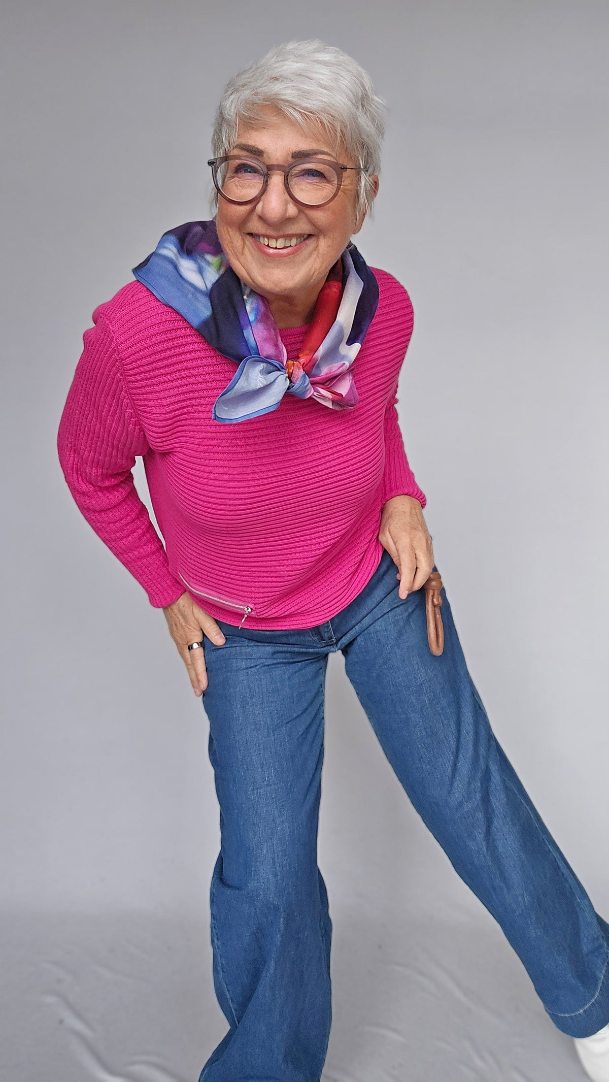 Skovhuus Genser S / Hot pink Skovhuus- 5353 Irene bomullsgenser med glidelåspynt kunstkolonialen