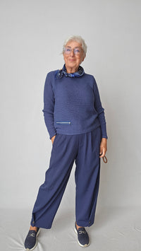 Skovhuus Genser S / Jeans Blue Skovhuus- 5353 Irene bomullsgenser med glidelåspynt kunstkolonialen