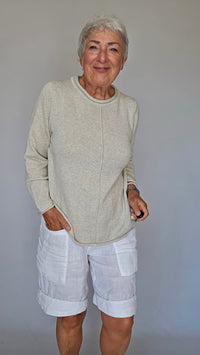 Skovhuus Genser S / Kit melange Skovhuus- NYHET! Sophie bomullsgenser med rund hals kunstkolonialen