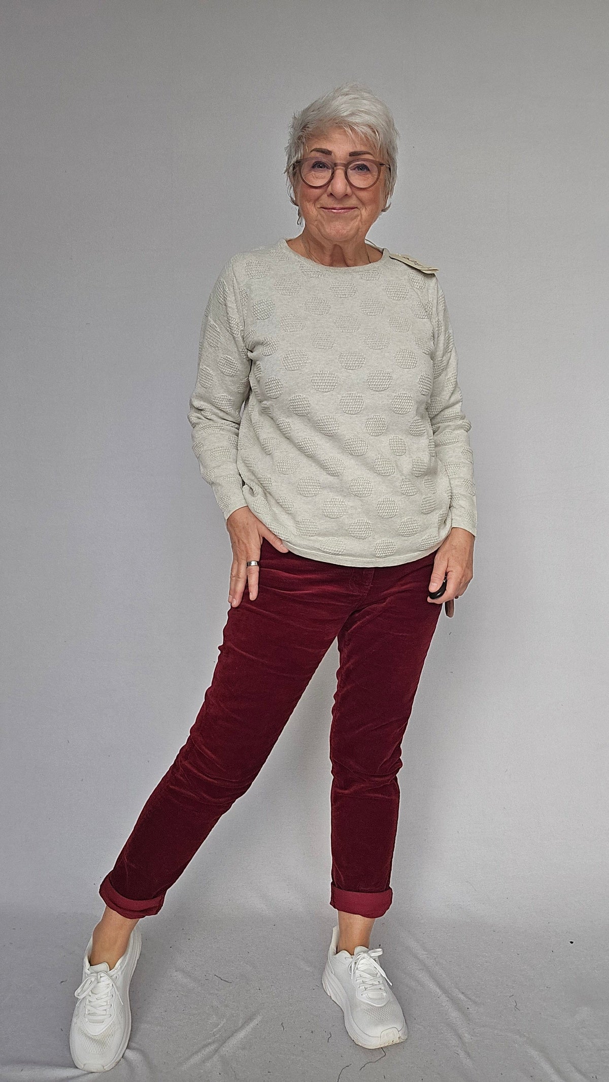 Skovhuus Genser S / Kit melange Skovhuus- 3343 Liv bomullsgenser m/dotter kunstkolonialen