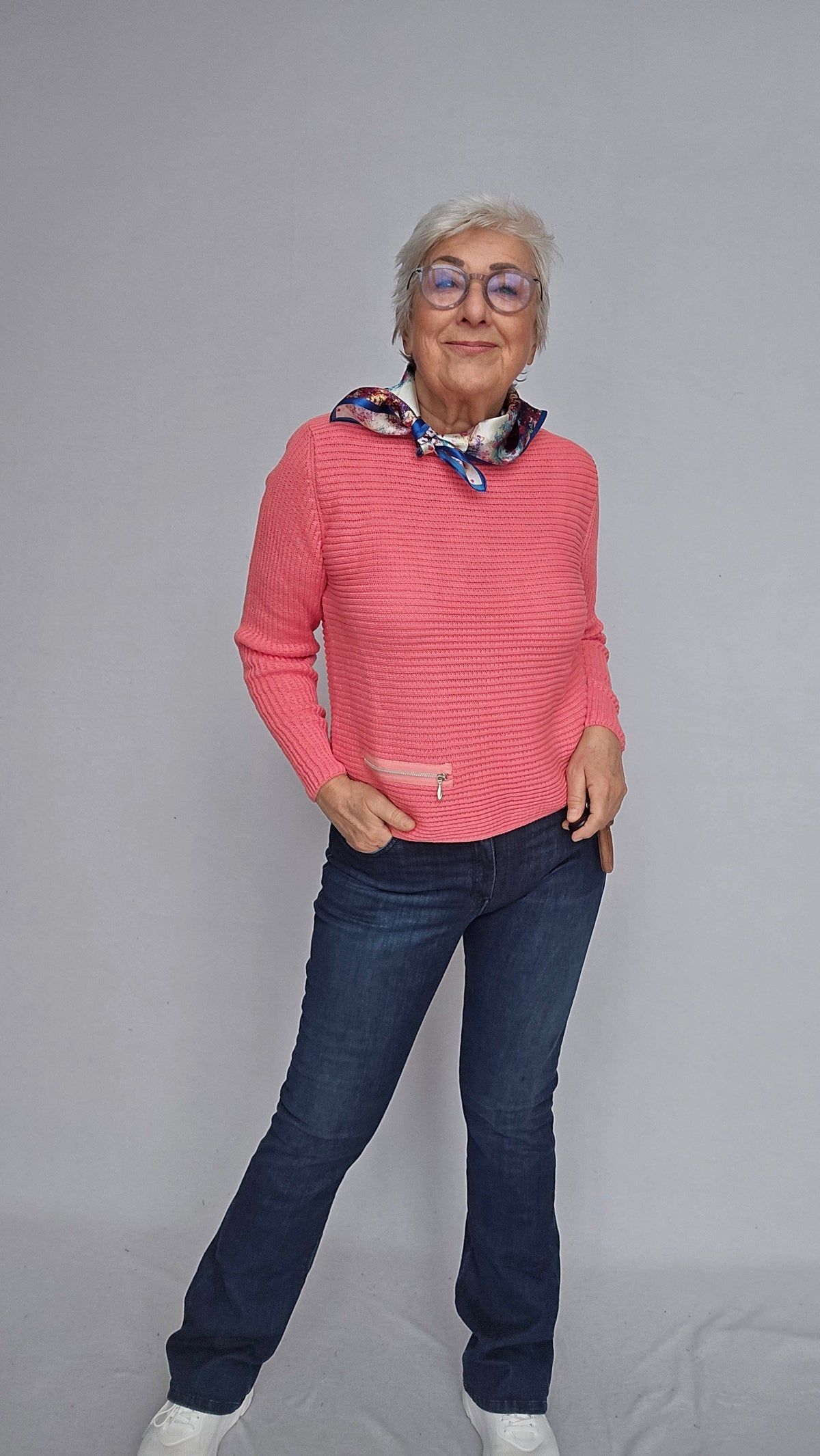 Skovhuus Genser S / Koral Skovhuus- 5353 Irene bomullsgenser med glidelåspynt kunstkolonialen