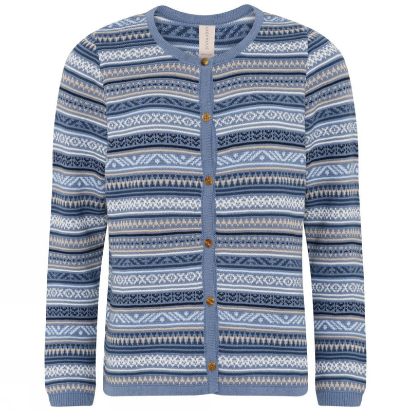 Skovhuus Genser S / Peal blue Skovhuus- 4228 Cardigan m/strikkemønster kunstkolonialen