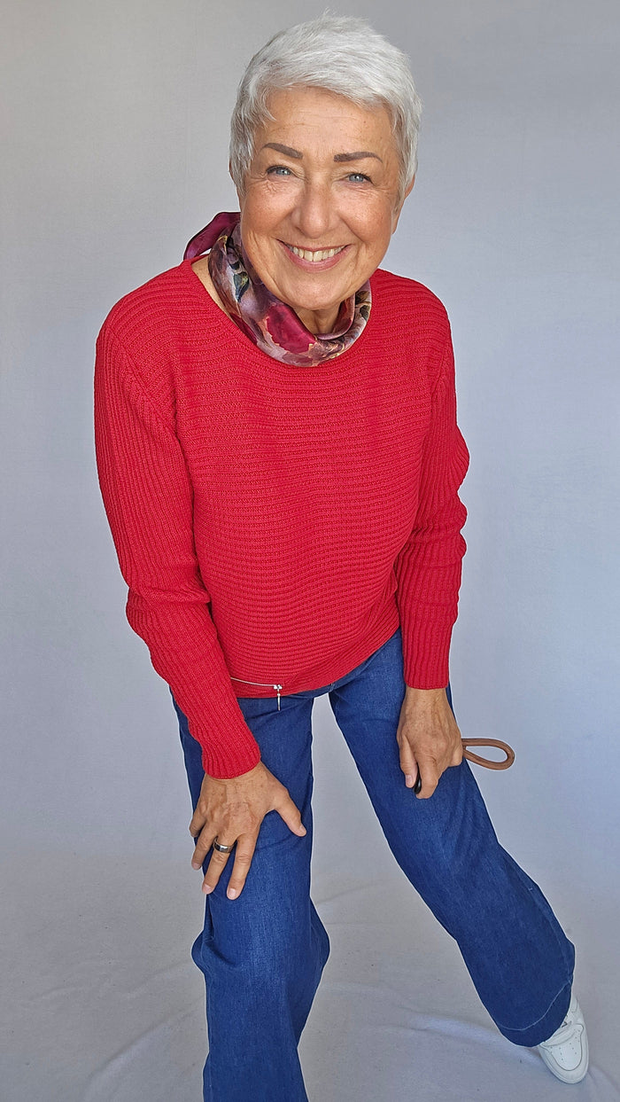 Skovhuus Genser S / Roccoco red Skovhuus  Irene bomullsgenser med glidelåspynt kunstkolonialen