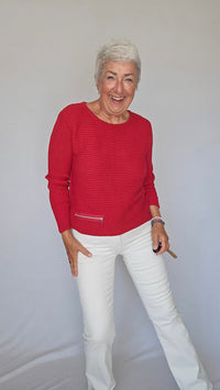 Skovhuus Genser S / Roccoco red Skovhuus- NYHET! Irene bomullsgenser med glidelåspynt kunstkolonialen