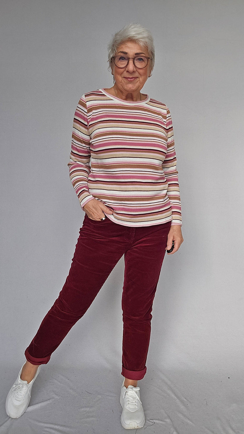 Skovhuus Genser Skovhuus- 4224 Klassisk genser m/rosa stripe kunstkolonialen