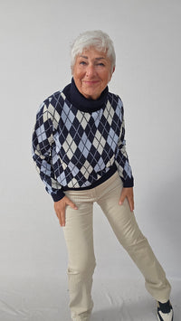 Skovhuus Genser Skovhuus- 4435 Genser m/rutemønster og turtleneck kunstkolonialen