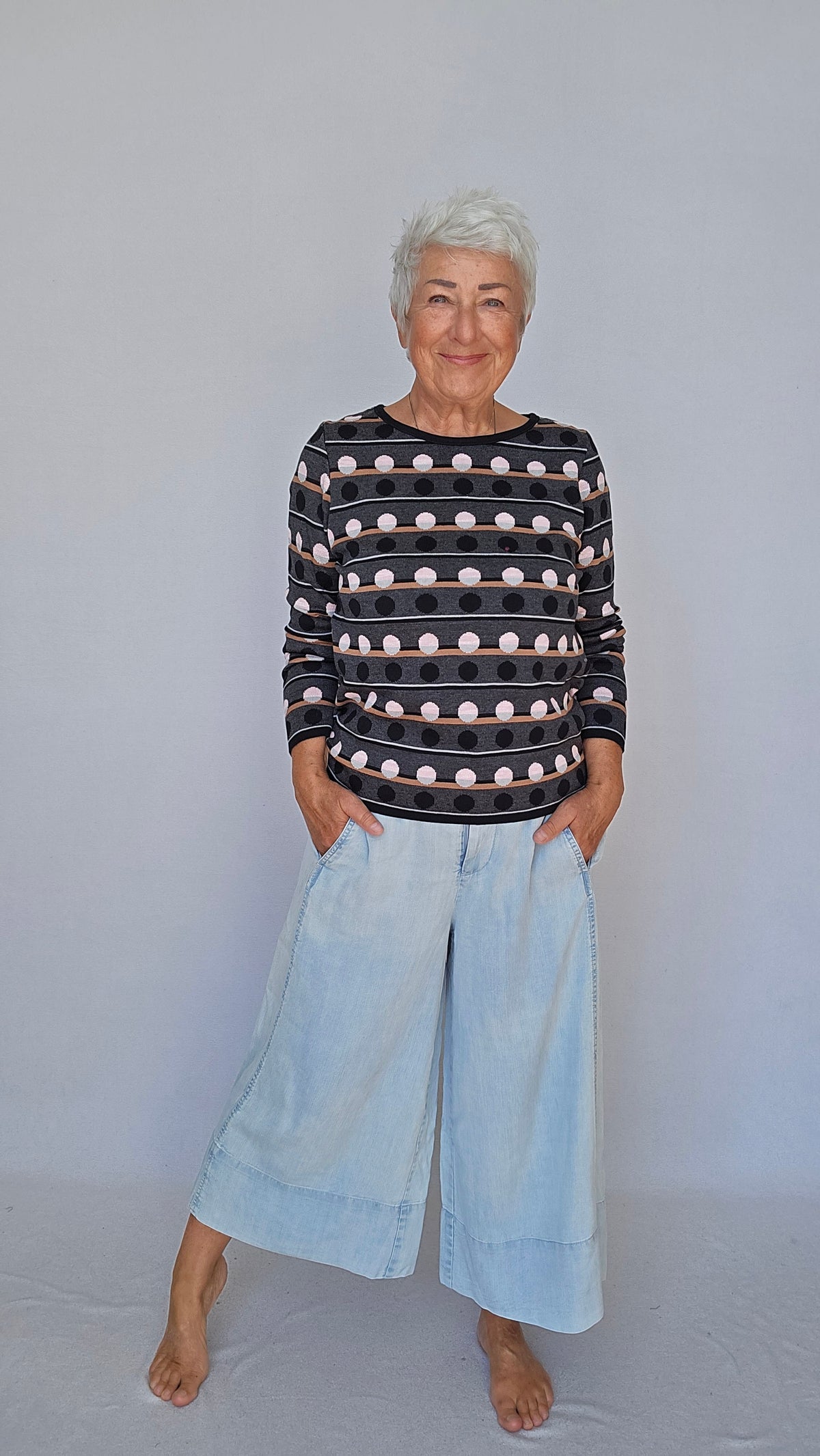 Skovhuus Genser Skovhuus- 4463 Stripe dotted pullover kunstkolonialen