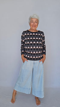 Skovhuus Genser Skovhuus- 4463 Stripe dotted pullover kunstkolonialen