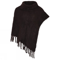 Skovhuus Poncho Nutella Brown Skovhuus- 4314 Poncho i mohair m/høy hals og frynser kunstkolonialen