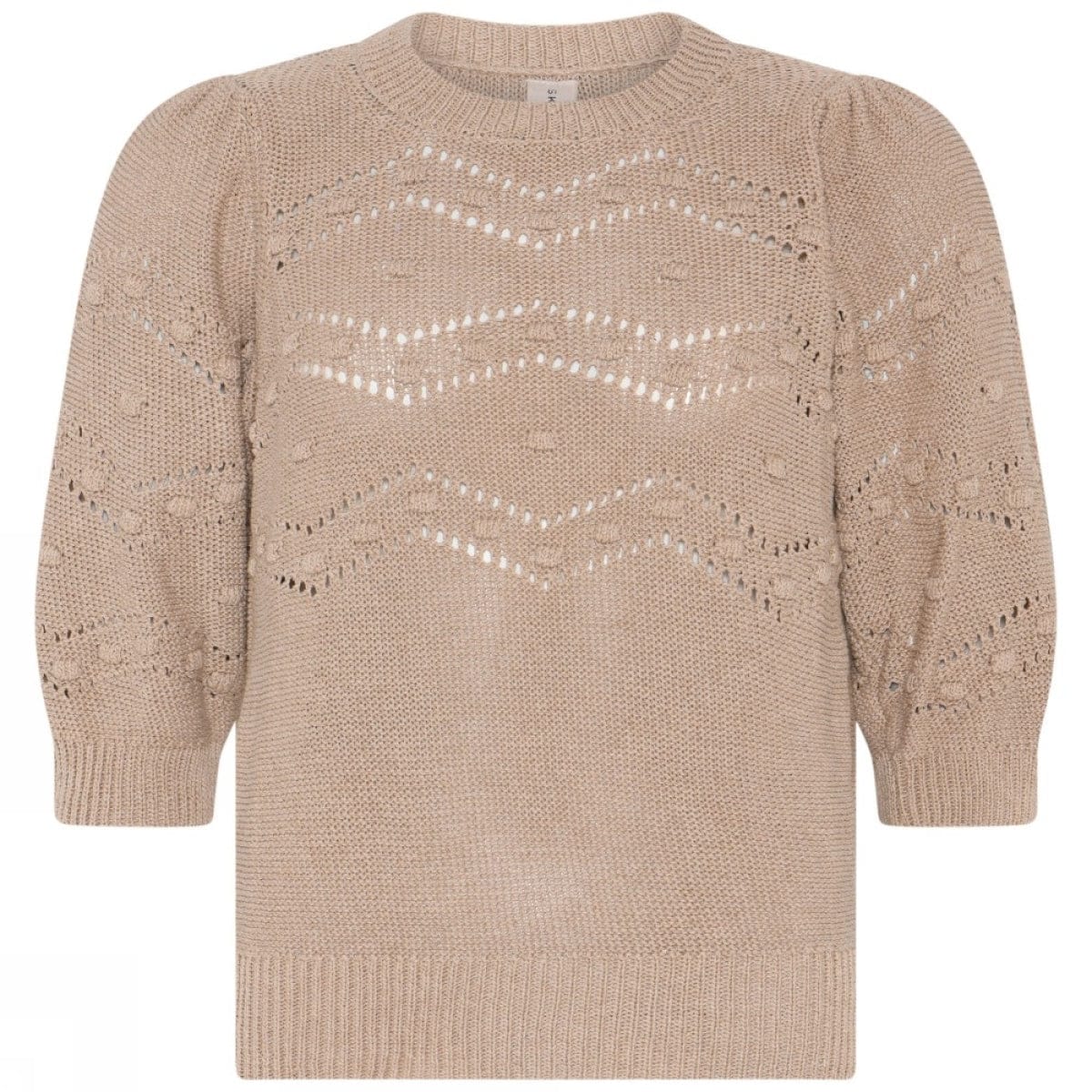 Skovhuus Topp S / Bark beige Skovhuus- 4138 Ensfarget strikketopp kunstkolonialen