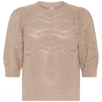 Skovhuus Topp S / Bark beige Skovhuus- 4138 Ensfarget strikketopp kunstkolonialen