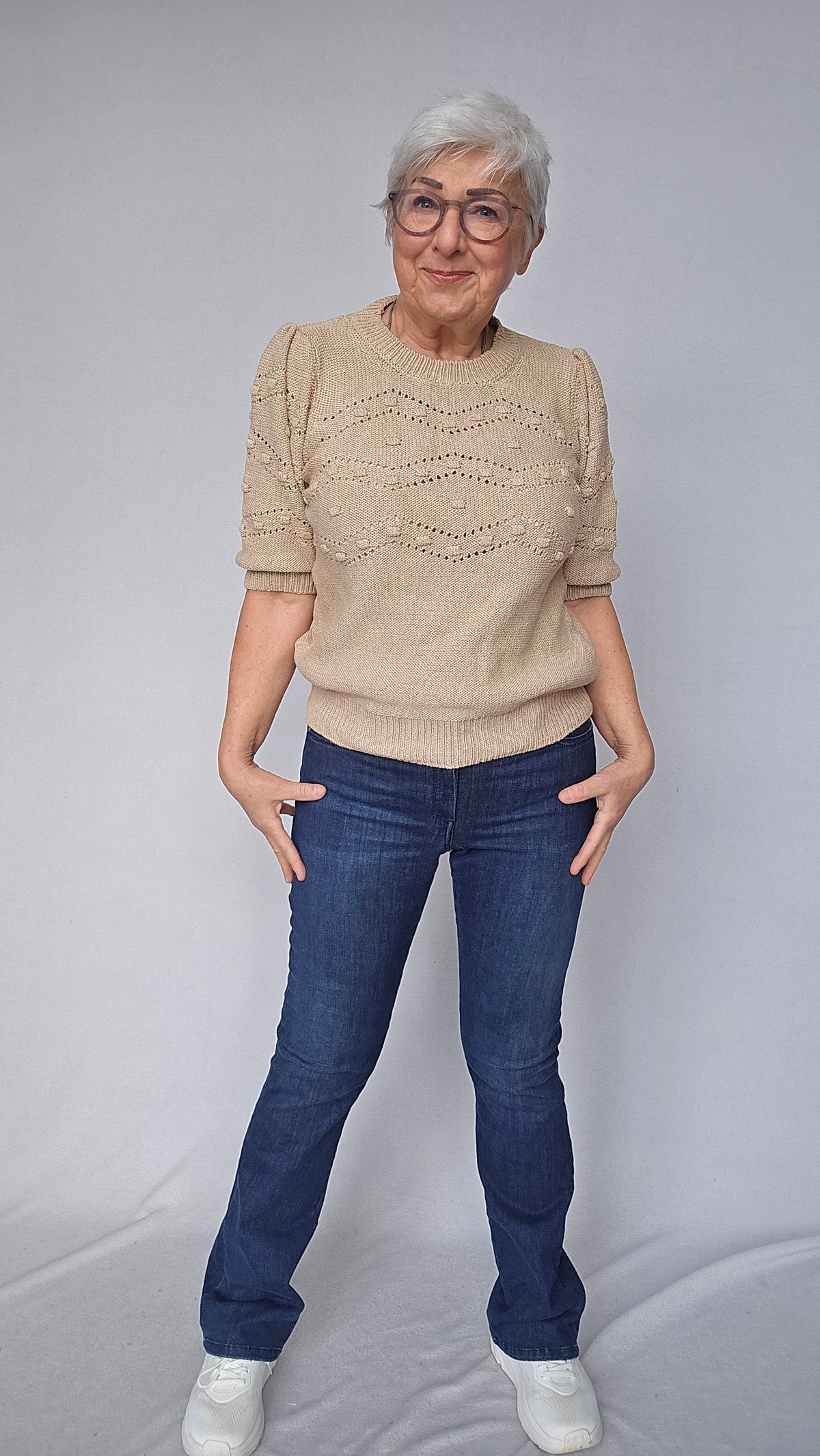 Skovhuus Topp S / Bark beige Skovhuus- 4138 Ensfarget strikketopp kunstkolonialen