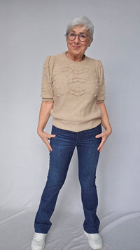 Skovhuus Topp S / Bark beige Skovhuus- 4138 Ensfarget strikketopp kunstkolonialen