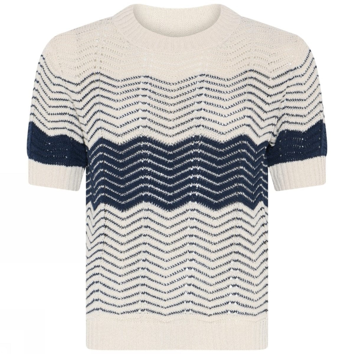 Skovhuus Topp S / Cream/Dark navy Skovhuus- 4124 Strikketopp kunstkolonialen