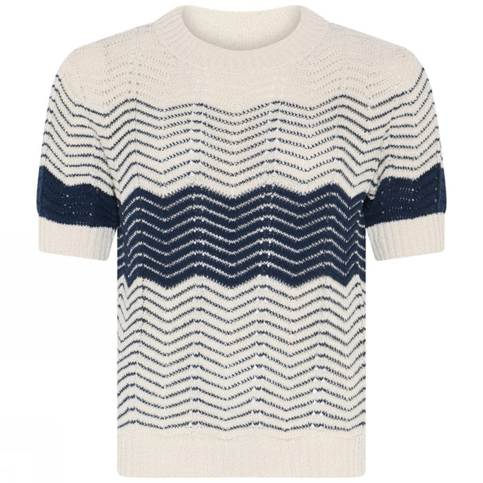 Skovhuus Topp S / Cream/Dark navy Skovhuus- 4124 Strikketopp kunstkolonialen