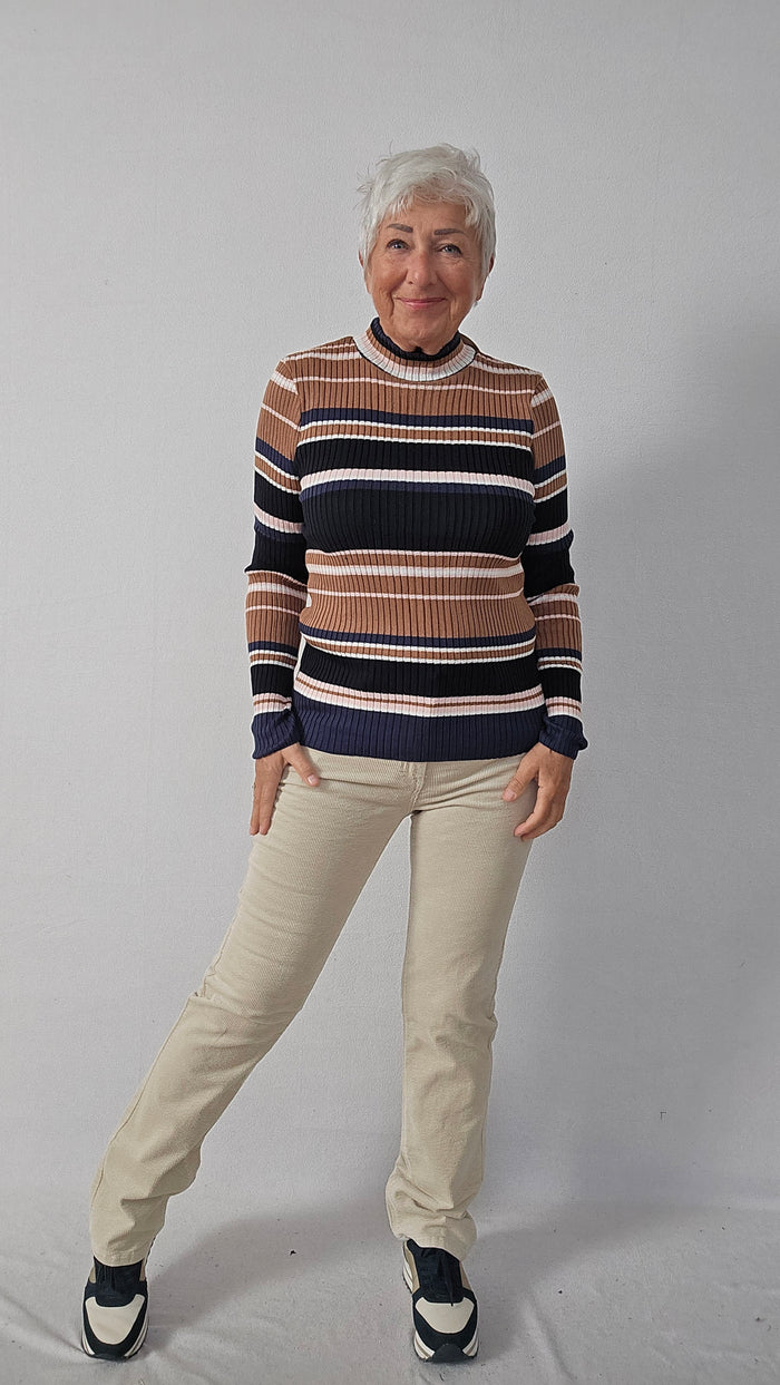 Skovhuus Topp S / Nautical blue Skovhuus- 4468 Stripete rib topp m/turtleneck kunstkolonialen