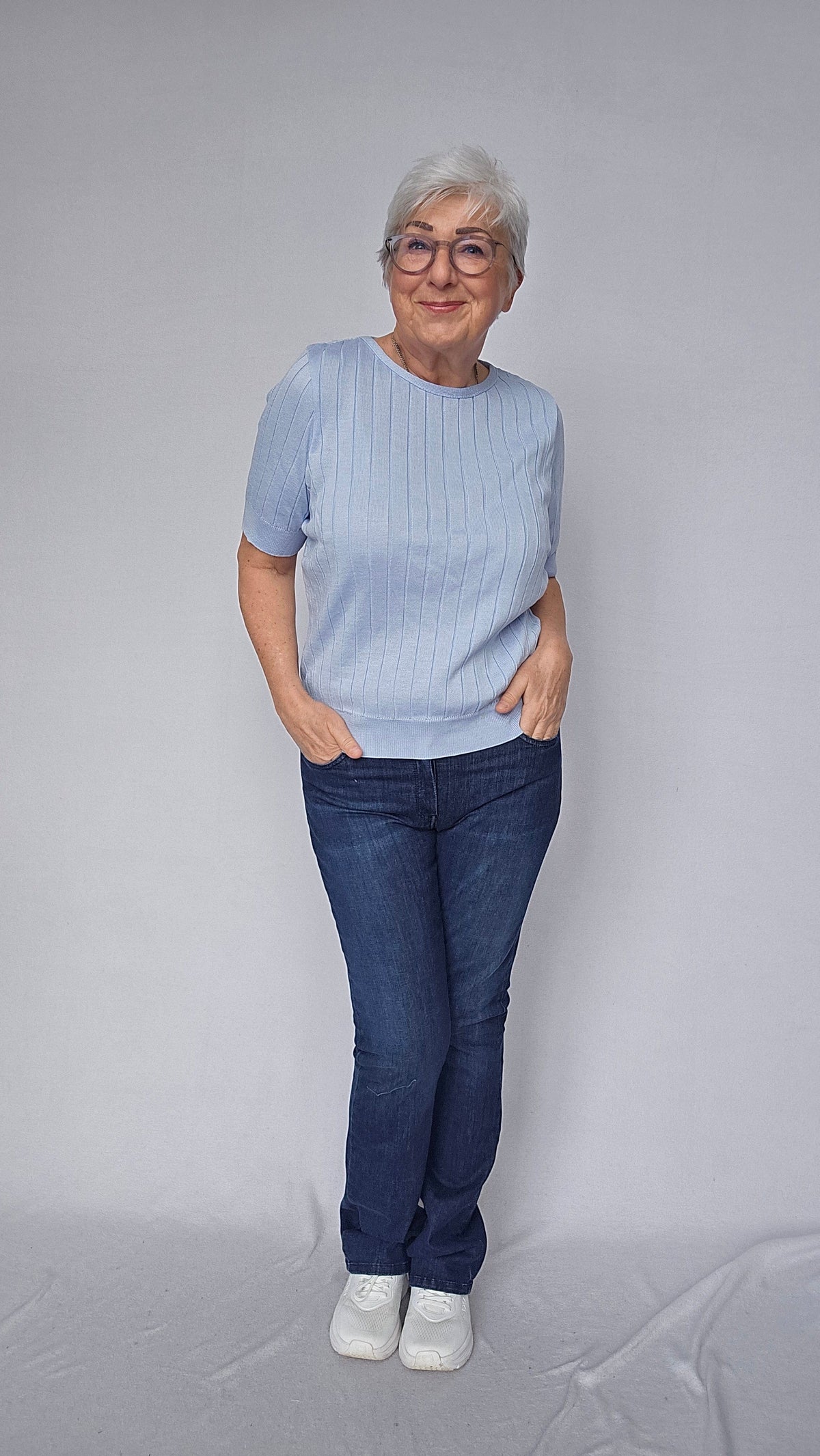 Skovhuus Topp S / Starlight blue Skovhuus- 3066 Rib knit T-shirt kunstkolonialen