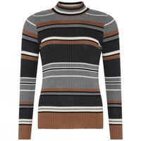 Skovhuus Topp S / Toffee brown Skovhuus- 4468 Stripete rib topp m/turtleneck kunstkolonialen