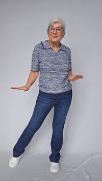 Skovhuus Topp Skovhuus- 4103 Melert topp m/krage og v-hals kunstkolonialen