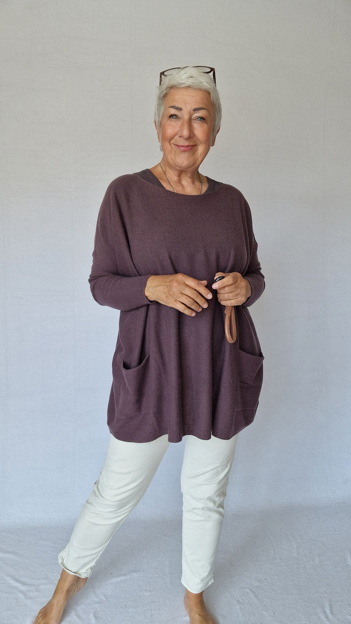 Tif Tiffy Genser Aubergine Tif Tiffy- Bat Blouse kunstkolonialen