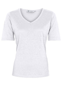 Tif Tiffy Klær White / S Tif Tiffy- Lin T-Shirt med v-hals kunstkolonialen