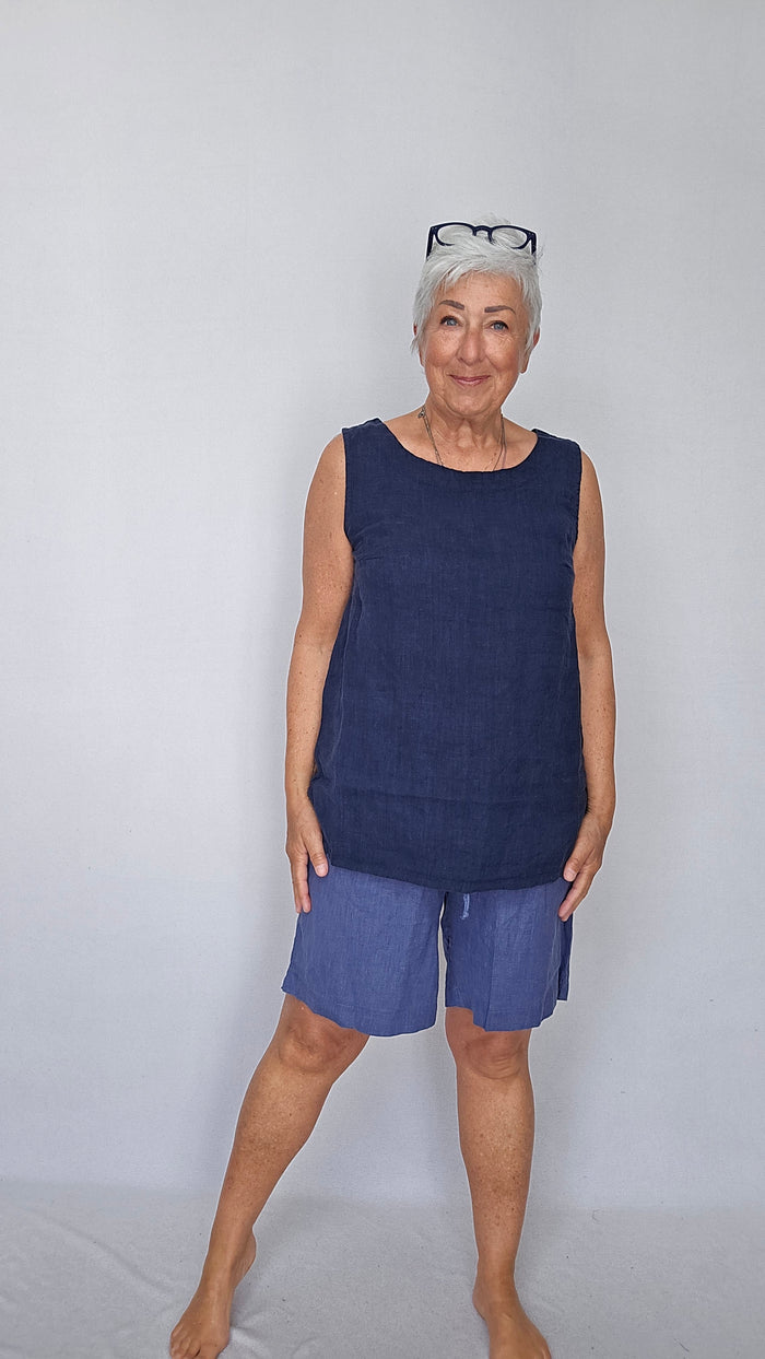 Tif Tiffy Linshorts XS / Oceana Tif Tiffy- Halli shorts i lin kunstkolonialen