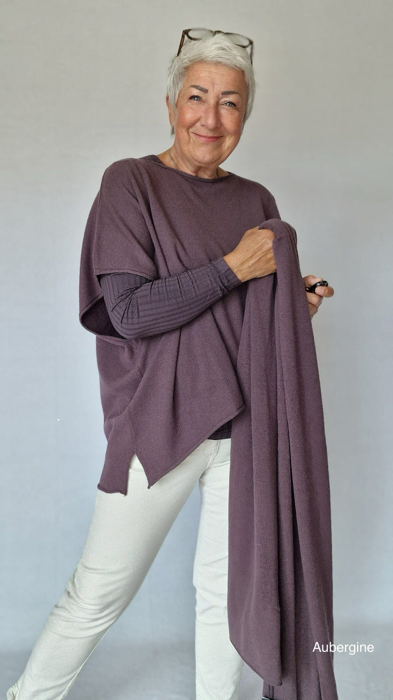 Tif Tiffy Poncho Aubergine Tif Tiffy- Colette Poncho i mange farger kunstkolonialen