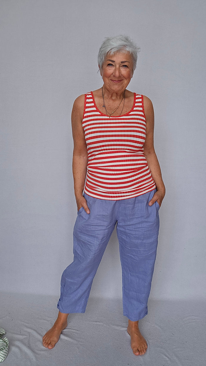Tif Tiffy Singlet S / Lipstick/ white Tif Tiffy- Stripe tank top kunstkolonialen