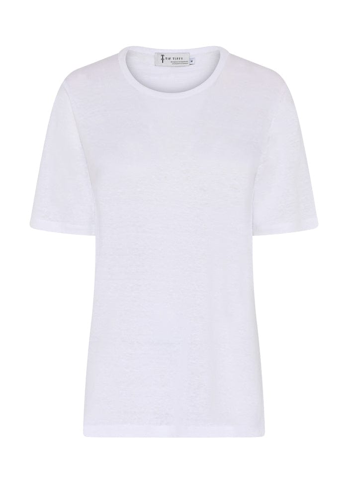 Tif Tiffy T-Shirt White / S Tif Tiffy- Lin T-Shirt med rund hals kunstkolonialen