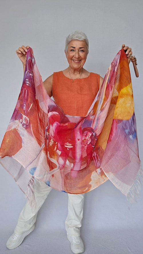 Wilhelmine Klær & tilbehør Color me happy i lin Wilhelmine- Wilhelmineskjerf i 100% lin kunstkolonialen