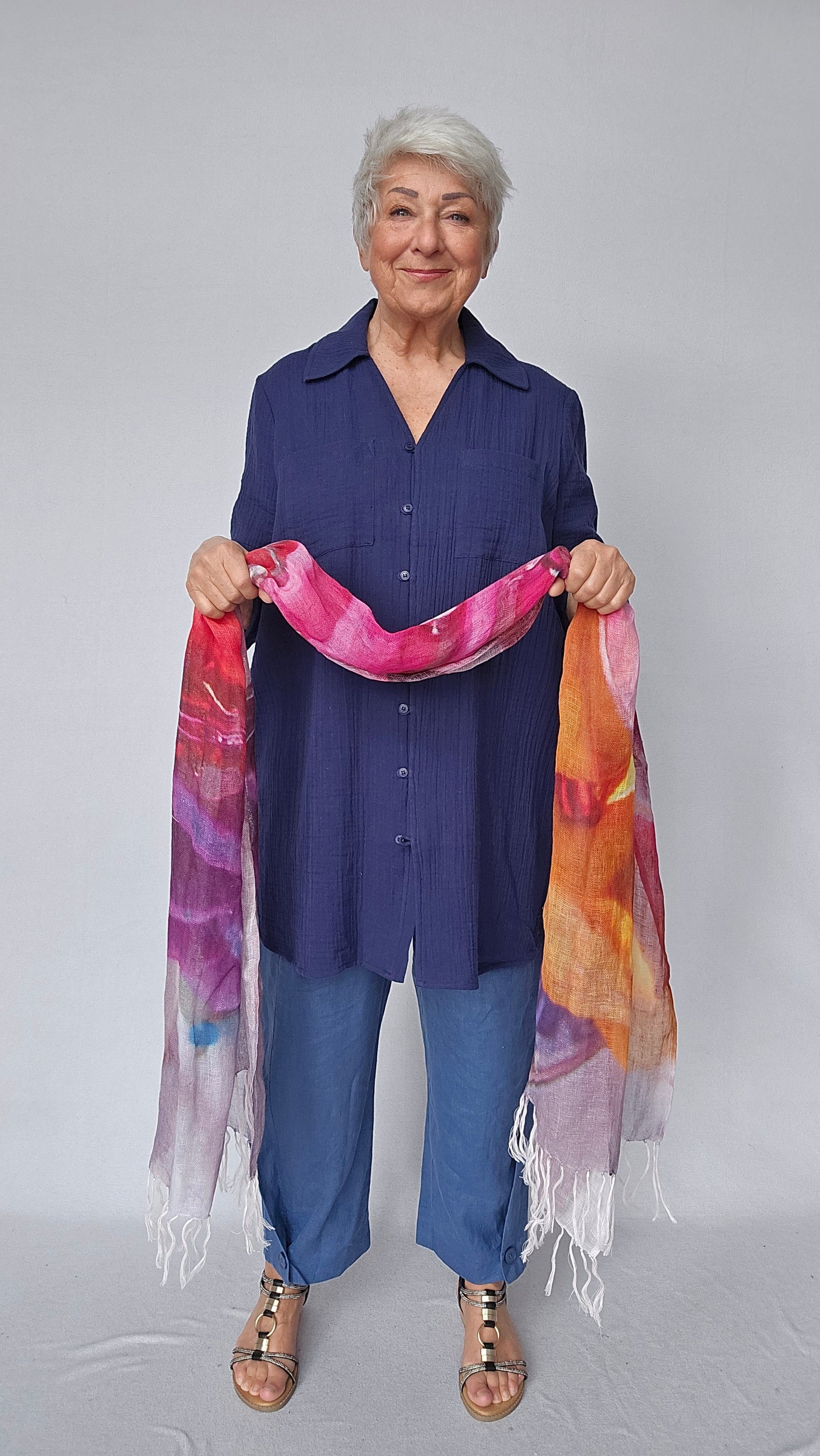 Wilhelmine Klær & tilbehør Wilhelmine- Wilhelmineskjerf i 100% lin kunstkolonialen