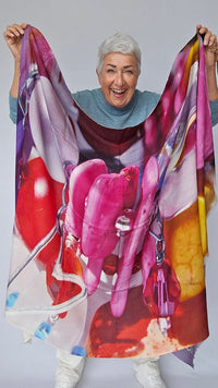 Wilhelmine Skjerf Color me happy Wilhelmine-NYHET! Wilhelmineskjerf i ull/silke kunstkolonialen