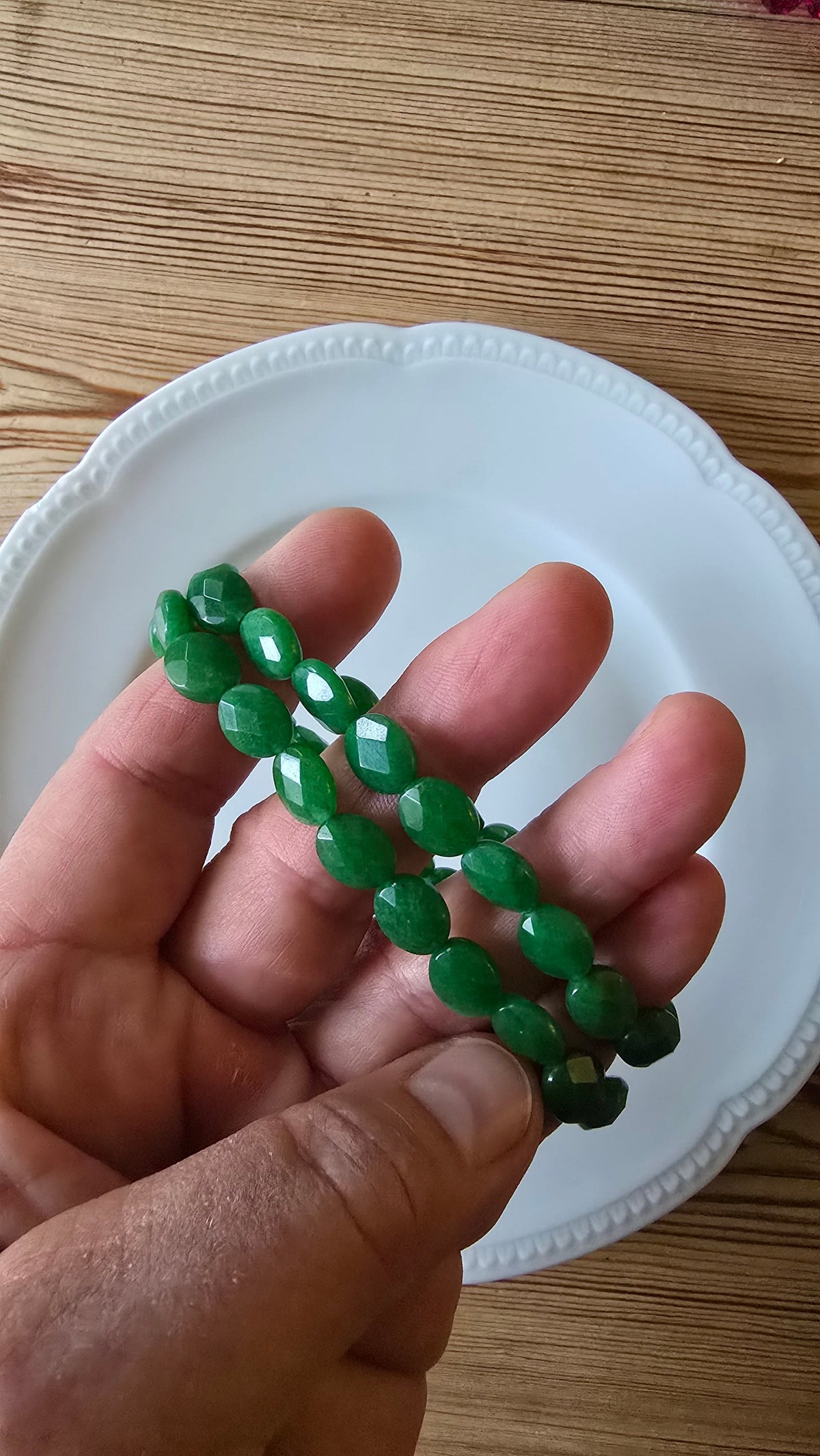 Wilhelmine Smykker Smykker Grønn aventurin Wilhelmine smykker- Strikkarmbånd m/stein kunstkolonialen